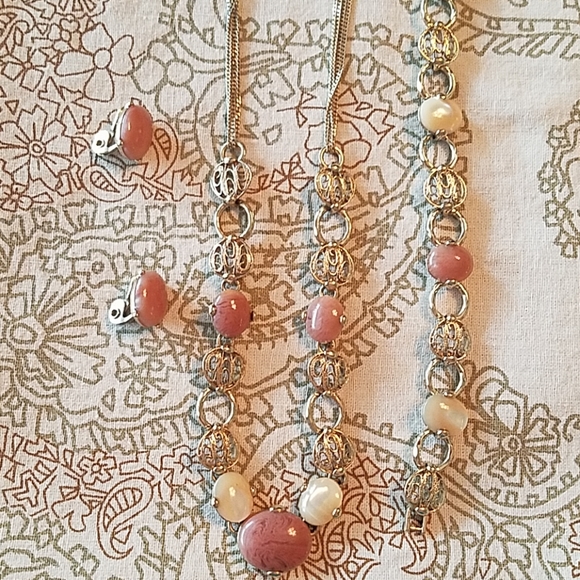 Lovely jewelry set with jasper and mother of pearl - Picture 4 of 8